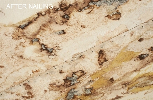 nailing water damage wood ceiling