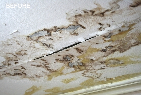 water damaged wood ceiling